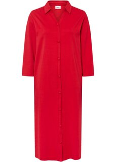 Платье-рубашка-блузка длины миди из хлопка Bpc Bonprix Collection, красный