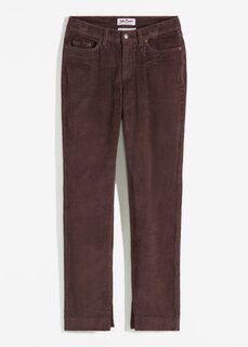 Прямые вельветовые брюки стрейч с разрезом John Baner Jeanswear, коричневый