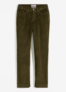 Прямые вельветовые брюки стрейч с разрезом John Baner Jeanswear, зеленый