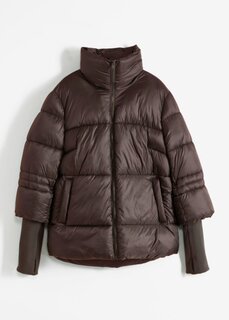 Стеганая куртка с трикотажными рукавами Bpc Selection, коричневый