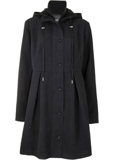 Пальто с капюшоном и складками а-силуэта Bpc Bonprix Collection, черный