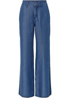 Широкие джинсы с разрезом из экологически чистого лиоцелла Rainbow, синий