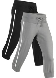 Хлопковые спортивные брюки (2 шт) длина капри Bpc Bonprix Collection, черный