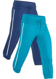 Хлопковые спортивные брюки (2 шт) длина капри Bpc Bonprix Collection, синий
