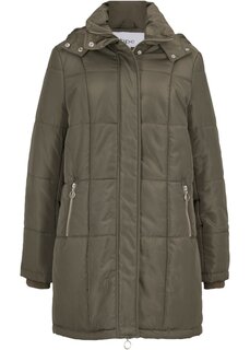 Стеганое пальто с капюшоном Bpc Bonprix Collection, зеленый
