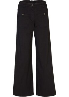 Широкие брюки-кюлоты с удобным поясом длиной до щиколотки и завышенной талией Bpc Bonprix Collection, черный