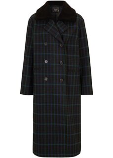 Пальто из искусственной шерсти с плюшевым воротником Bpc Bonprix Collection, зеленый