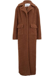 Длинное плюшевое пальто с карманами Bpc Bonprix Collection, бордовый