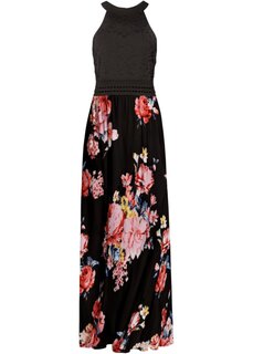 Летнее платье макси с цветочным принтом и кружевом Bodyflirt Boutique, черный