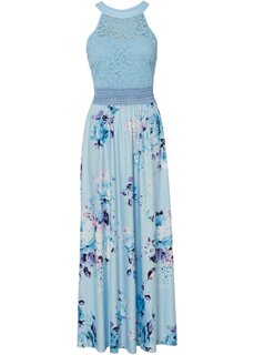Летнее платье макси с цветочным принтом и кружевом Bodyflirt Boutique, голубой
