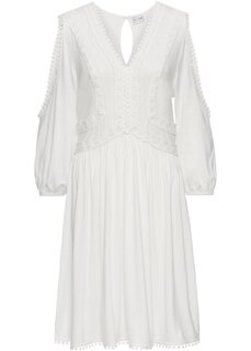Платье из джерси с вырезами и кружевной отделкой Bodyflirt, белый