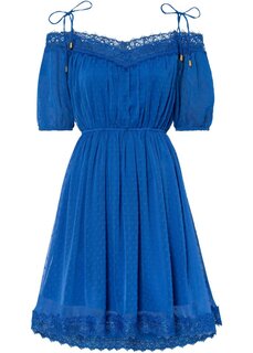 Платье с открытыми плечами и кружевом Bodyflirt Boutique, синий