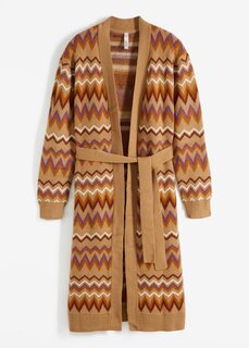 Вязаное пальто с узором Rainbow, коричневый