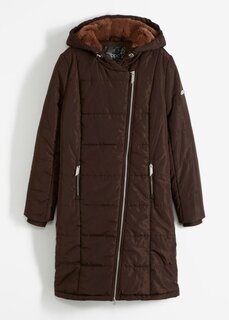 Стеганое пальто с асимметричной молнией Bpc Bonprix Collection, коричневый