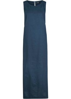 Платье макси с узором из льняного кружева по вырезу и боковому разрезу Bpc Bonprix Collection, синий