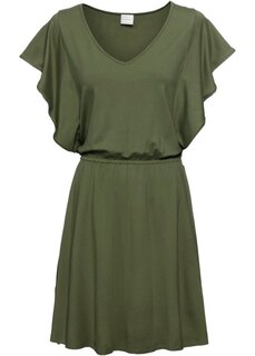 Платье из джерси с воланами на рукавах Bodyflirt, зеленый