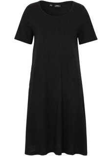 Платье-рубашка из пряжи slub с хлопковыми карманами длиной до колена Bpc Bonprix Collection, черный