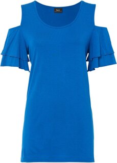 Длинная рубашка с короткими рукавами и вырезами Bpc Bonprix Collection, синий