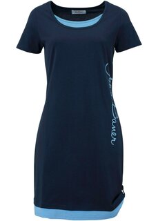 Платье-рубашка с принтом короткие рукава John Baner Jeanswear, синий