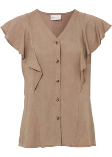 Блуза с воланами на рукавах Bpc Selection, коричневый