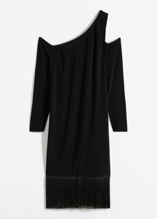 Платье на одно плечо с бахромой Bodyflirt Boutique, черный