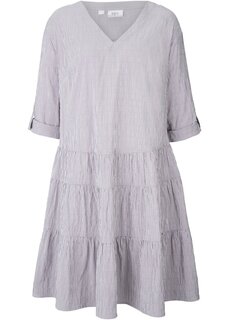 Короткое платье-рубашка в тонкую рубчиковую структуру рукава 3/4 Bpc Bonprix Collection, синий