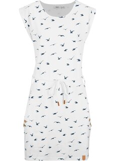 Платье-рубашка с короткими рукавами и принтом Bpc Bonprix Collection, белый