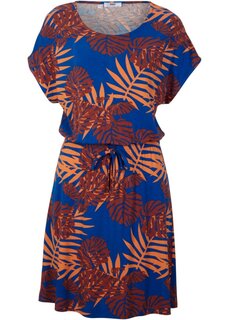 Короткое летнее трикотажное платье с завязками Bpc Bonprix Collection, синий