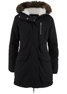 Куртка с капюшоном и отделкой из искусственного меха слегка утепленная Bpc Bonprix Collection, черный