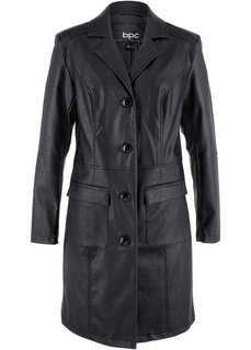 Легкое пальто из искусственной кожи с приталенными лацканами Bpc Bonprix Collection, черный