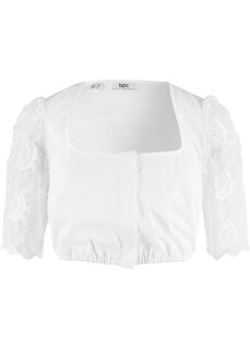 Блузка «дирндль» с кружевными рукавами Bpc Bonprix Collection, белый