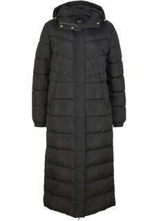 Длинное стеганое пальто с капюшоном Bpc Bonprix Collection, черный