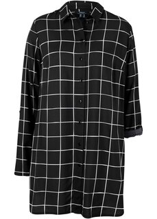 Длинная блузка в клетку с карманами Bpc Bonprix Collection, черный