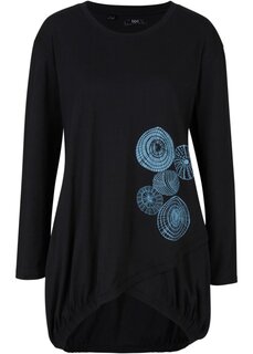 Длинная рубашка из хлопка с принтом o-shape Bpc Bonprix Collection, черный