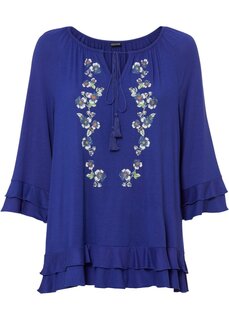 Рубашка-туника с цветочным принтом Bodyflirt, синий