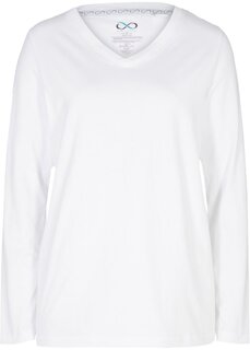 Рубашка с длинными рукавами и бесшовным v-образным вырезом Bpc Bonprix Collection, белый