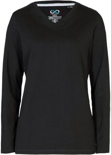 Рубашка с длинными рукавами и бесшовным v-образным вырезом Bpc Bonprix Collection, черный