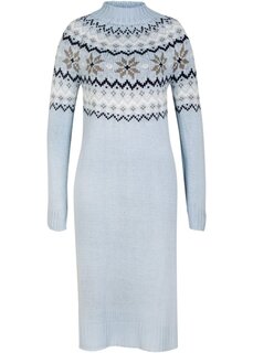 Норвежское трикотажное платье длиной до колена Bpc Bonprix Collection, синий