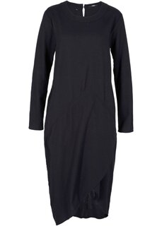 Фланелевое платье миди с карманами Bpc Bonprix Collection, черный