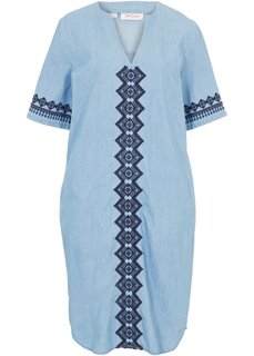 Джинсовое платье-туника с вышивкой John Baner Jeanswear, голубой