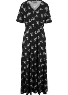 Платье макси из вискозы с принтом и короткими рукавами Bpc Bonprix Collection, черный