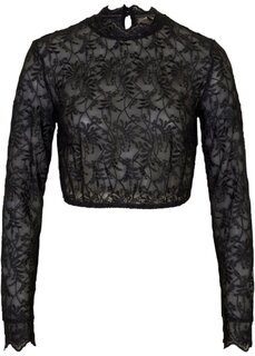 Кружевная блузка с длинными рукавами Bpc Selection Premium, черный