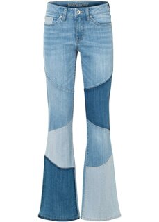 Расклешенные джинсы в стиле пэчворк Rainbow, голубой