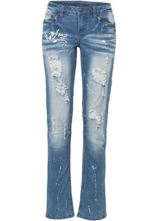 Прямые джинсы с эффектом потертостей Rainbow, голубой