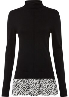 Пуловер с блузочной вставкой Bodyflirt, черный