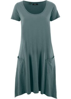 Короткое хлопковое платье-рубашка из пряжи slub Bpc Bonprix Collection, зеленый
