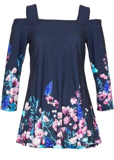 Рубашка с открытыми плечами и цветочным принтом Bpc Selection Premium, синий