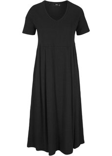 Платье из хлопкового трикотажа длины миди Bpc Bonprix Collection, черный