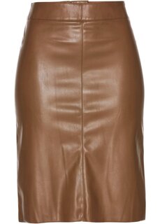 Модная юбка-карандаш из искусственной кожи Bpc Selection Premium, коричневый