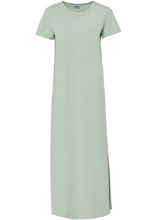Хлопковое платье макси с разрезом Bpc Bonprix Collection, зеленый